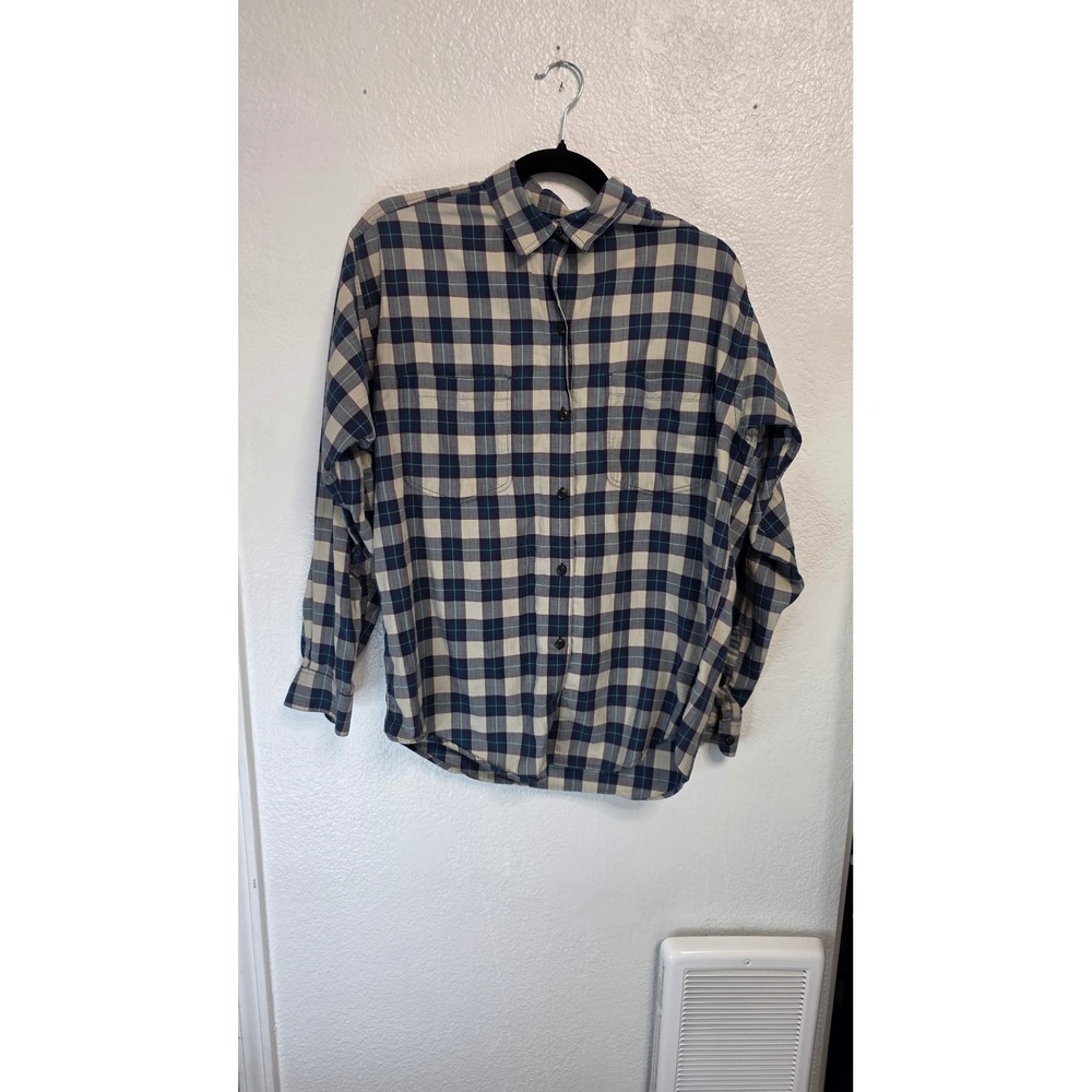 Patagonia Flannel Button Down Womens Size M Blue Plaid Excellent